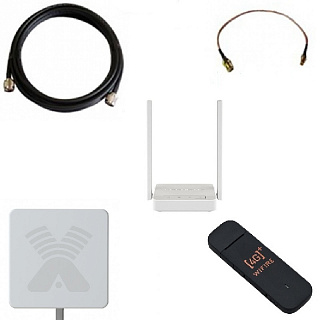 Комплект №А22: AGATA MIMO 2x2 + модем E3372 + роутер 3G-4G USB-WiFi Keenetic 4G (KN-1210)+ кабельная сборка N-N (5 метров) - 3